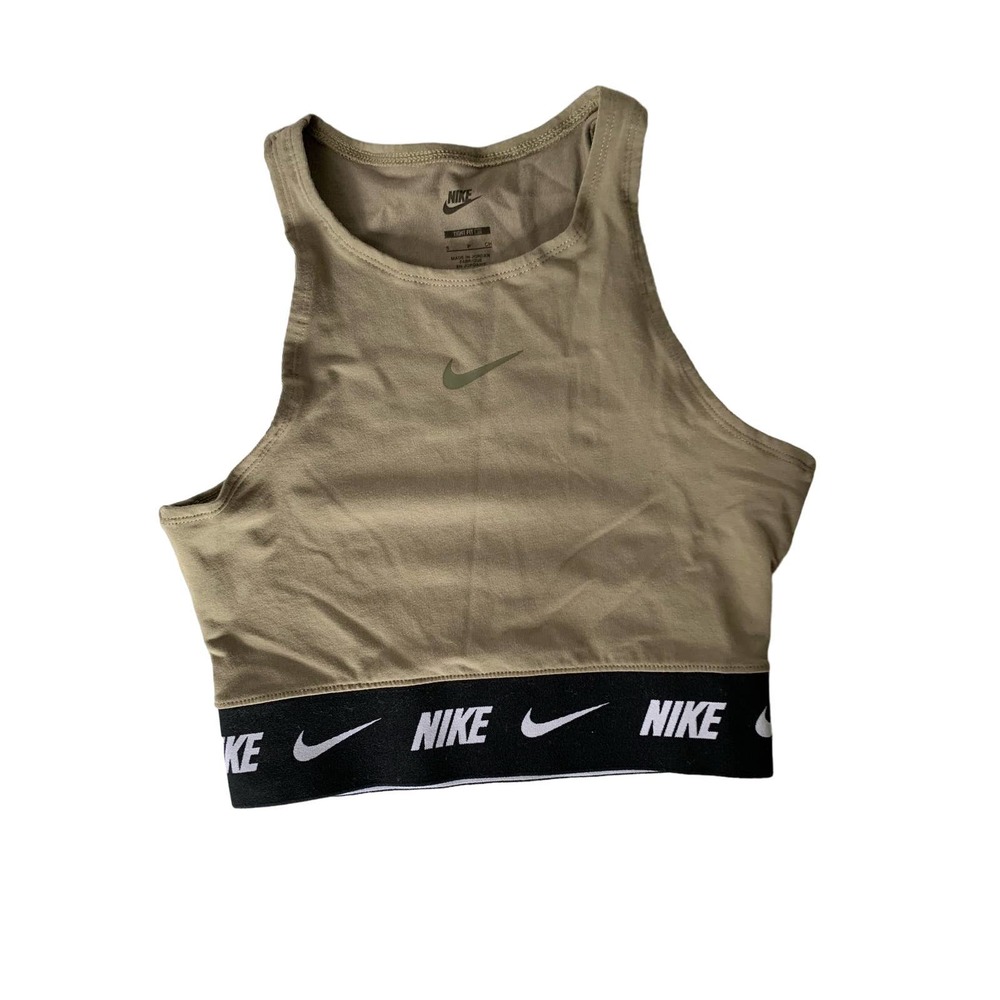 Nike Size Small Army Green Long Bra Crop Top